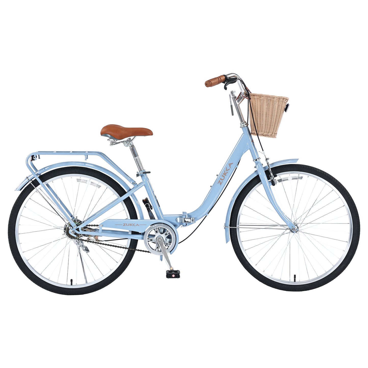 NEW 26" Blue Steel Frame Single Speed Folding Lady Bike