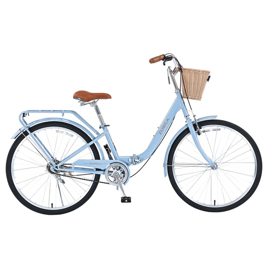 NEW 26" Blue Steel Frame Single Speed Folding Lady Bike