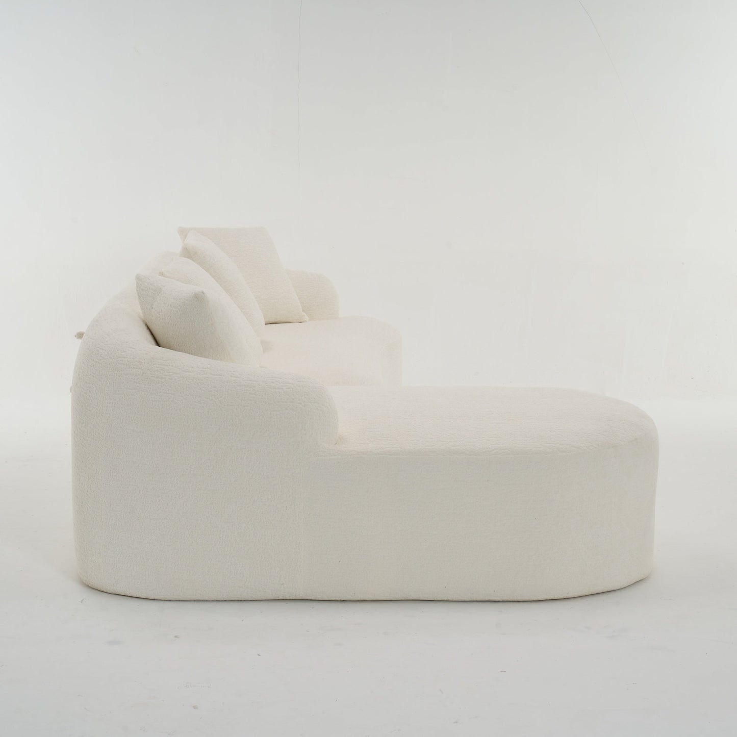 NEW Boneless L-Shape Sectional Sofa White Modular Chenille Compression 30D High-Density Foam Minimalist Modular Couch Sleeper with Curved Chaise