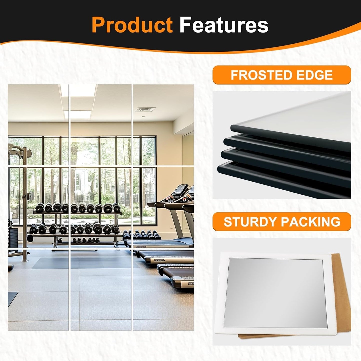 NEW Frameless Full Length Mirror Tiles 16x12 Inch Wall Set