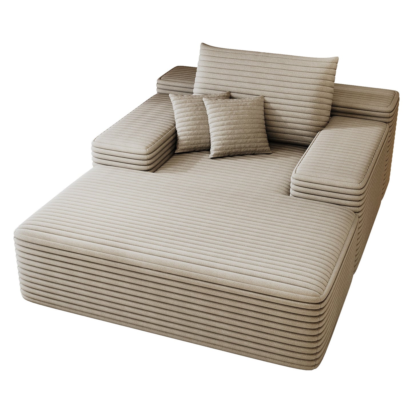 NEW 68'*51' Chaise Lounge Chair Indoor, Oversized Upholstered Sofa Bed, Sleeper Couch Reading Chairs Fluffy Plush Faux Fur Cloud Sofas Couches for Living Room,Camel