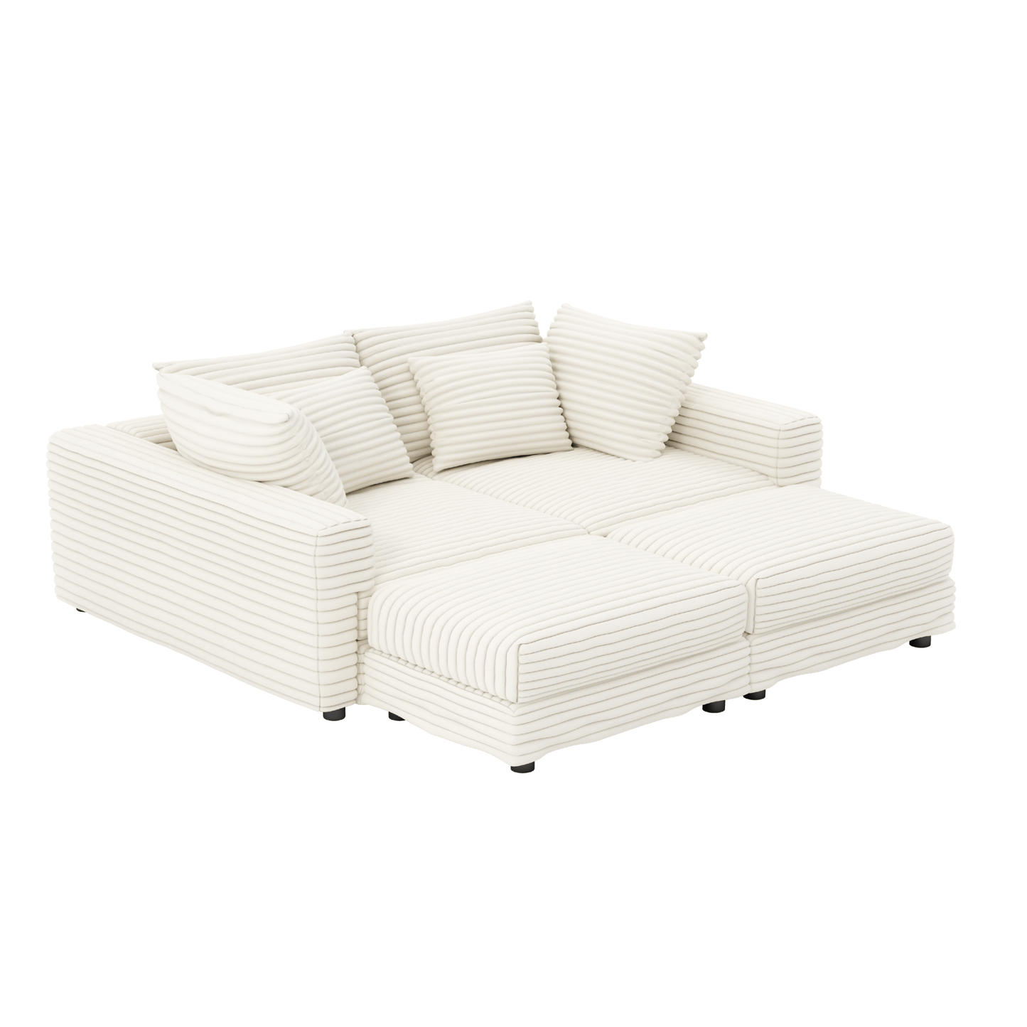 NEW 104.3' Modern 4-Seat  Beige Comfy Upholstered Plush Corduroy Sofa