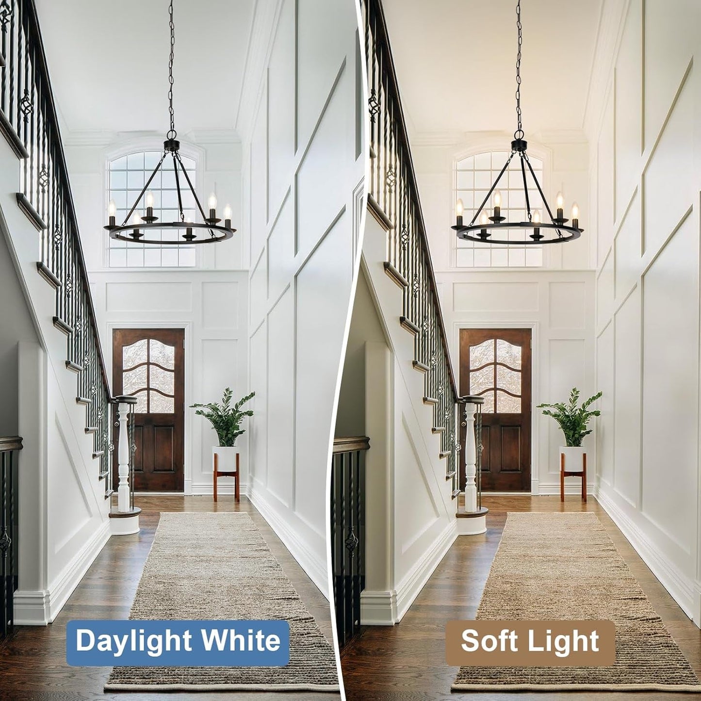 NEW Black Farmhouse Wagon Wheel Chandelier Six Light Fixture