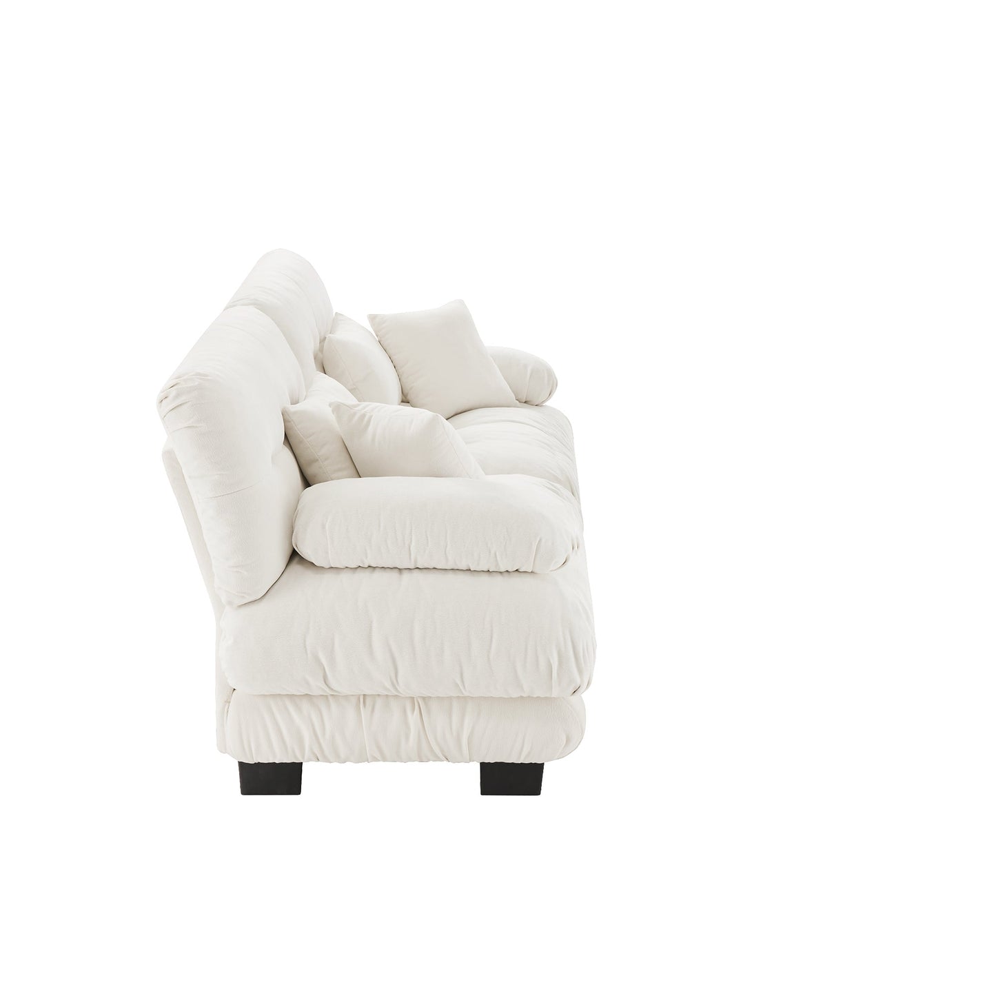 NEW Chenille White Cloud Couch 2 Seater Loveseat Sofa with 2 Lumbar Pillows and 2 Throw Pillows