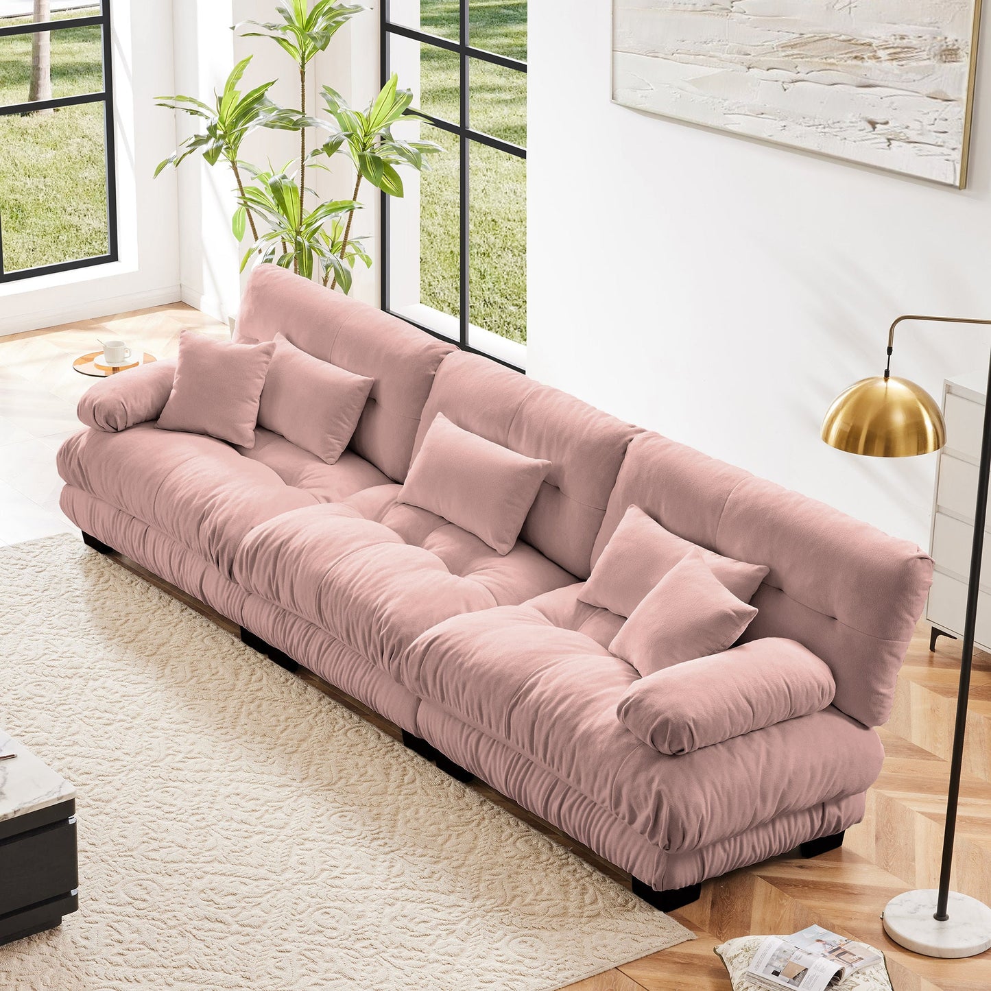 NEW 3-Seater Sectional Modular Deep Seat Chenille Soft Comfy Upholstered Sofa Couch