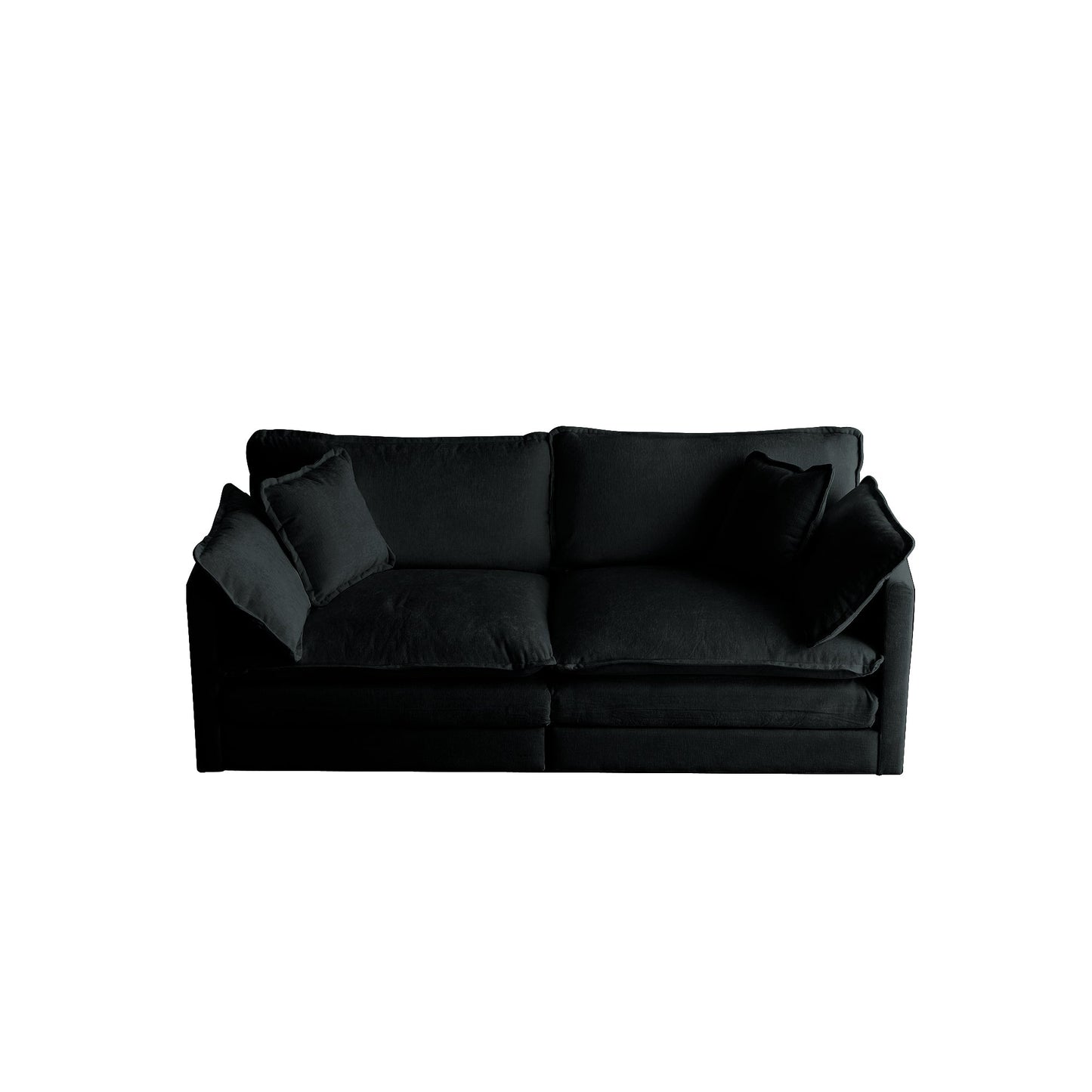 NEW Chenille Two-Seater Sofa with 1 Footrest, 2 Seater L-Shaped Sectional with Ottoman,Loveseat with Ottoman for Small Living Space, Black Chenille