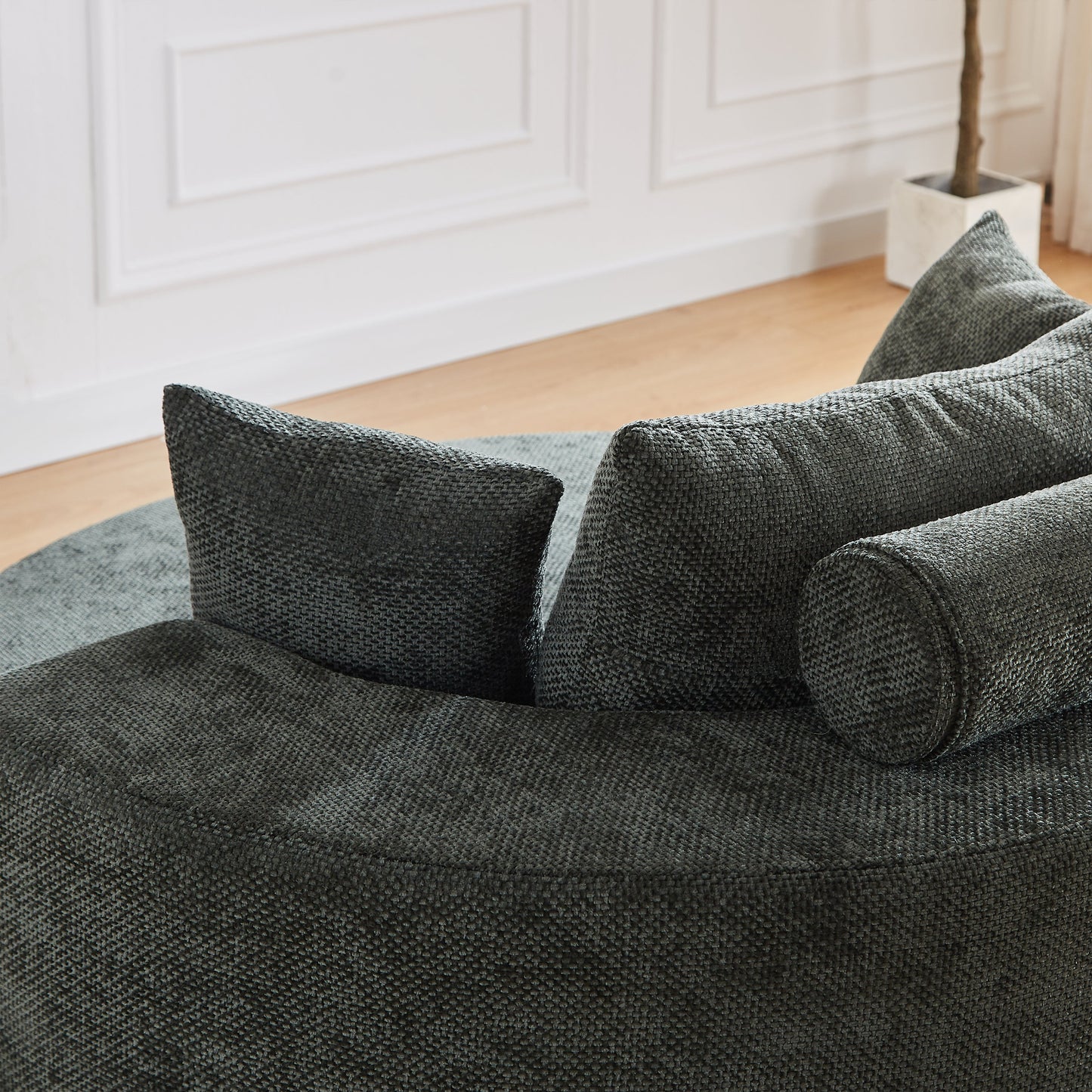 NEW 55''L Chenille Foam Single Swivel Chair, Fluffy Modern Sleeper, 360 Degree Swivel Chair for Living Room, Bedroom, Lounge and Projection Room