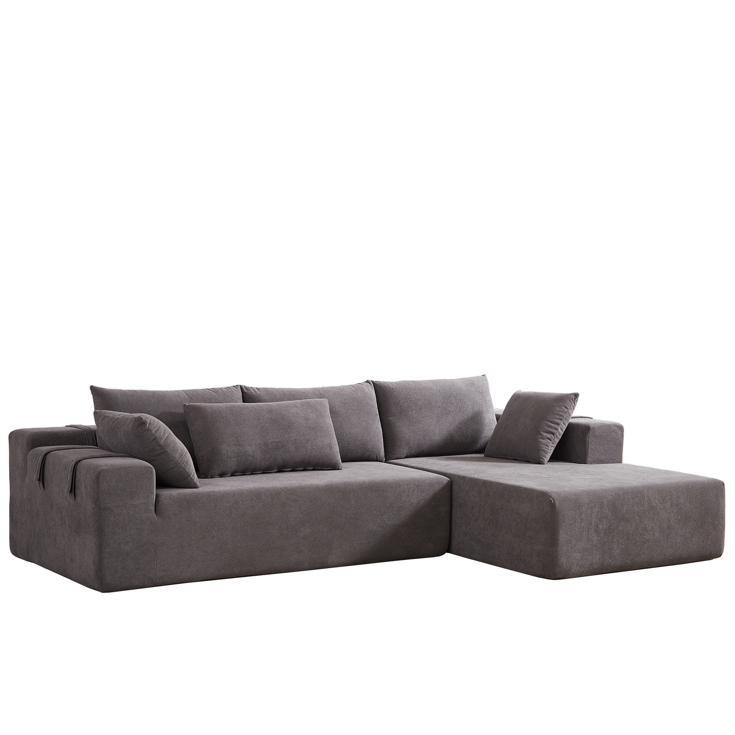 NEW Modern Chenille Upholstered Modular L Shaped Sectional Sofa Couch Set L Shaped Sectional Sofa Couch Set with Six Pillows