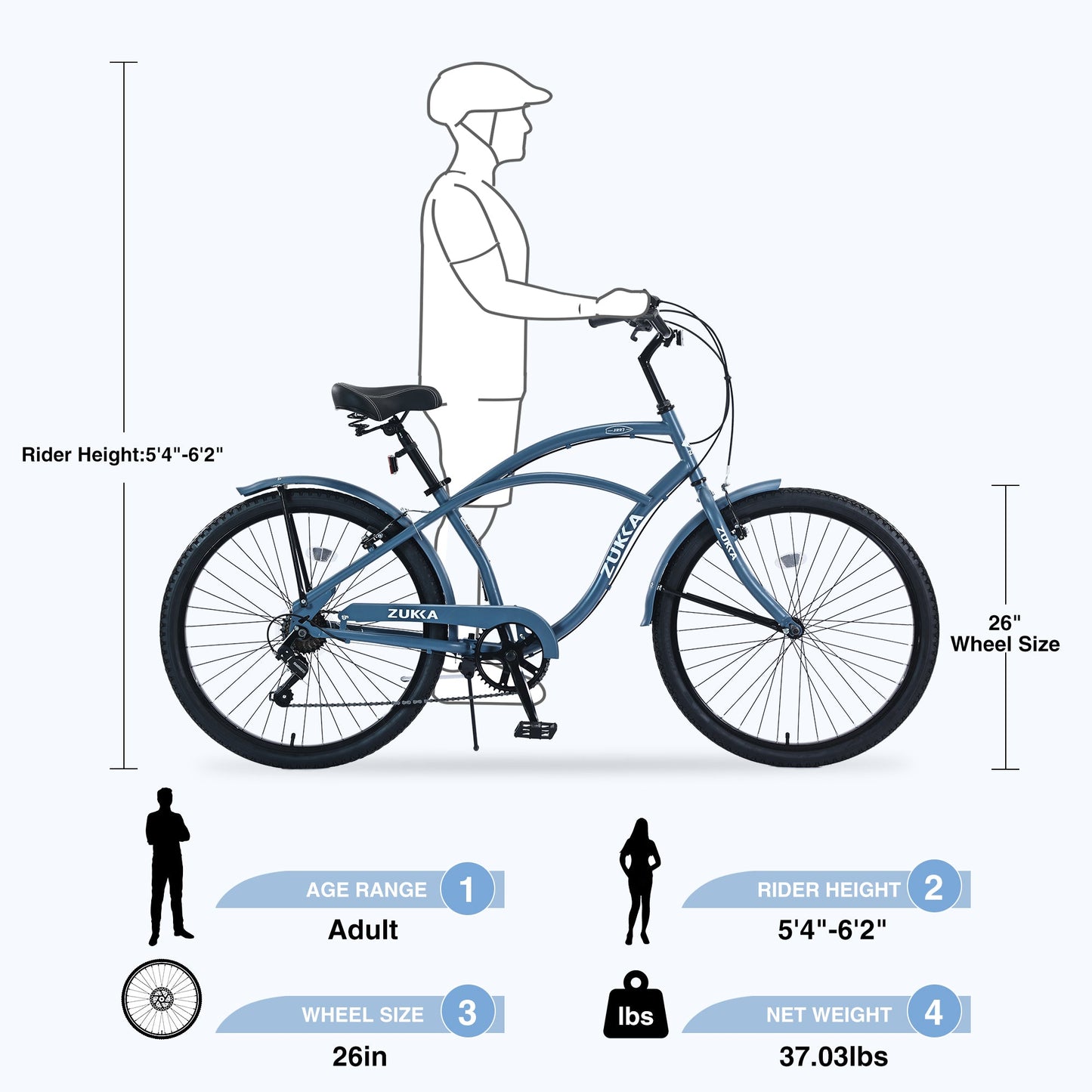 NEW 7 Speed Bicycles,  Multiple Colors 26'Inch  Beach Cruiser Bike
