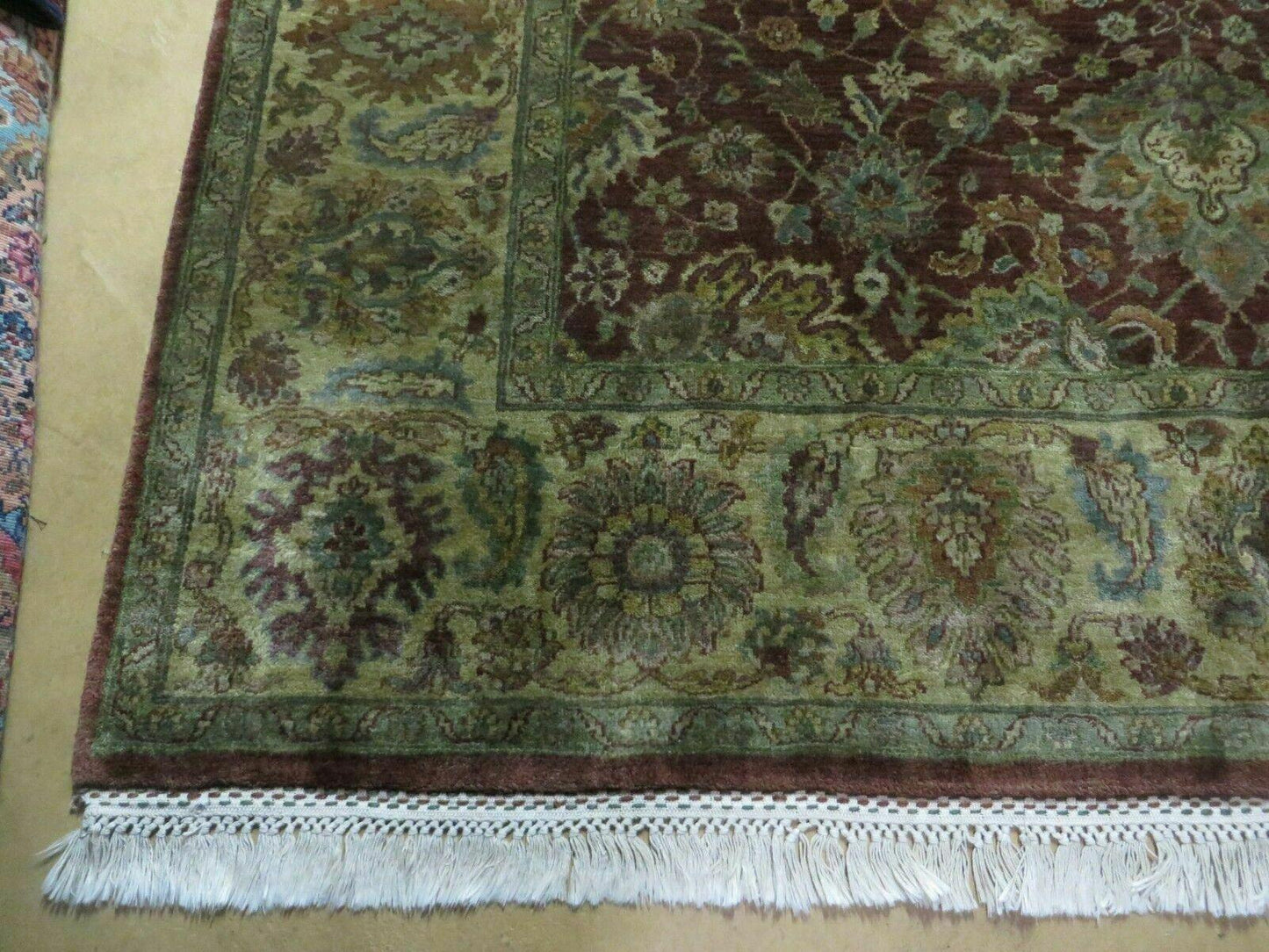 USED 6' X 9' Handmade India Floral Oriental Wool Rug Carpet Tea Wash Red Hand Knotted
