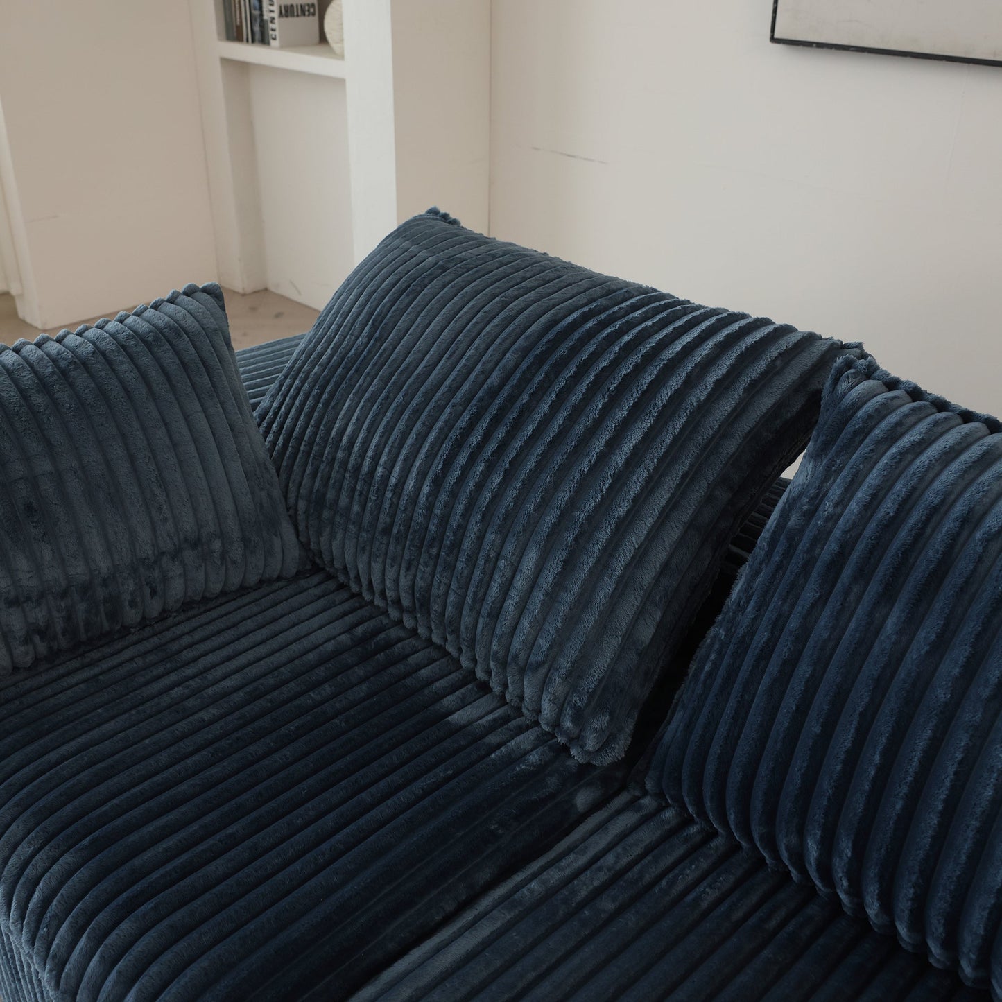 NEW Cloud Blue Corduroy Fabric Removable Cushion Double Layer Deep Seat Sofa Couch