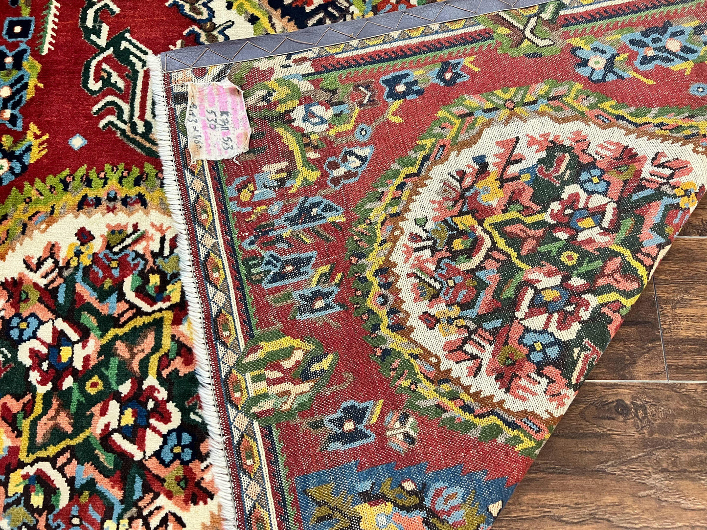 USED Persian Bakhtiari Rug 5x8, Wool Hand Knotted Antique Carpet, Red, Floral Oriental Rug, 5 x 8 Medium Sized Rug