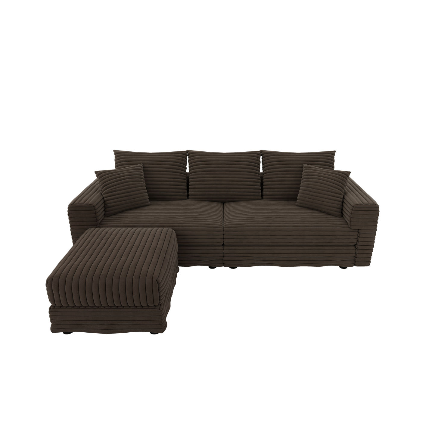 NEW 82.7' Modern Camel Plush Corduroy Comfy Upholstered 3-Seat Sofa Comfy Upholstered Cloud Deep Seat Couch with Soft Pillows and Ottoman