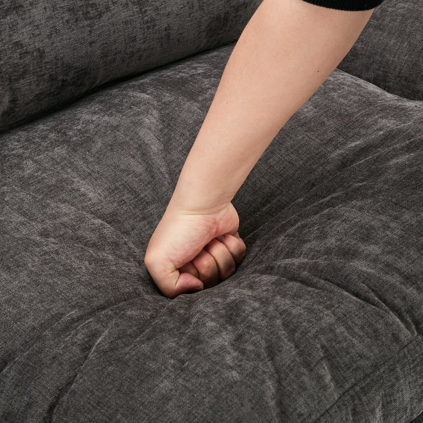 NEW Gray Premium Chenille Fabric Upholstered Rolled Arm Loveseat with Lumbar Pillow