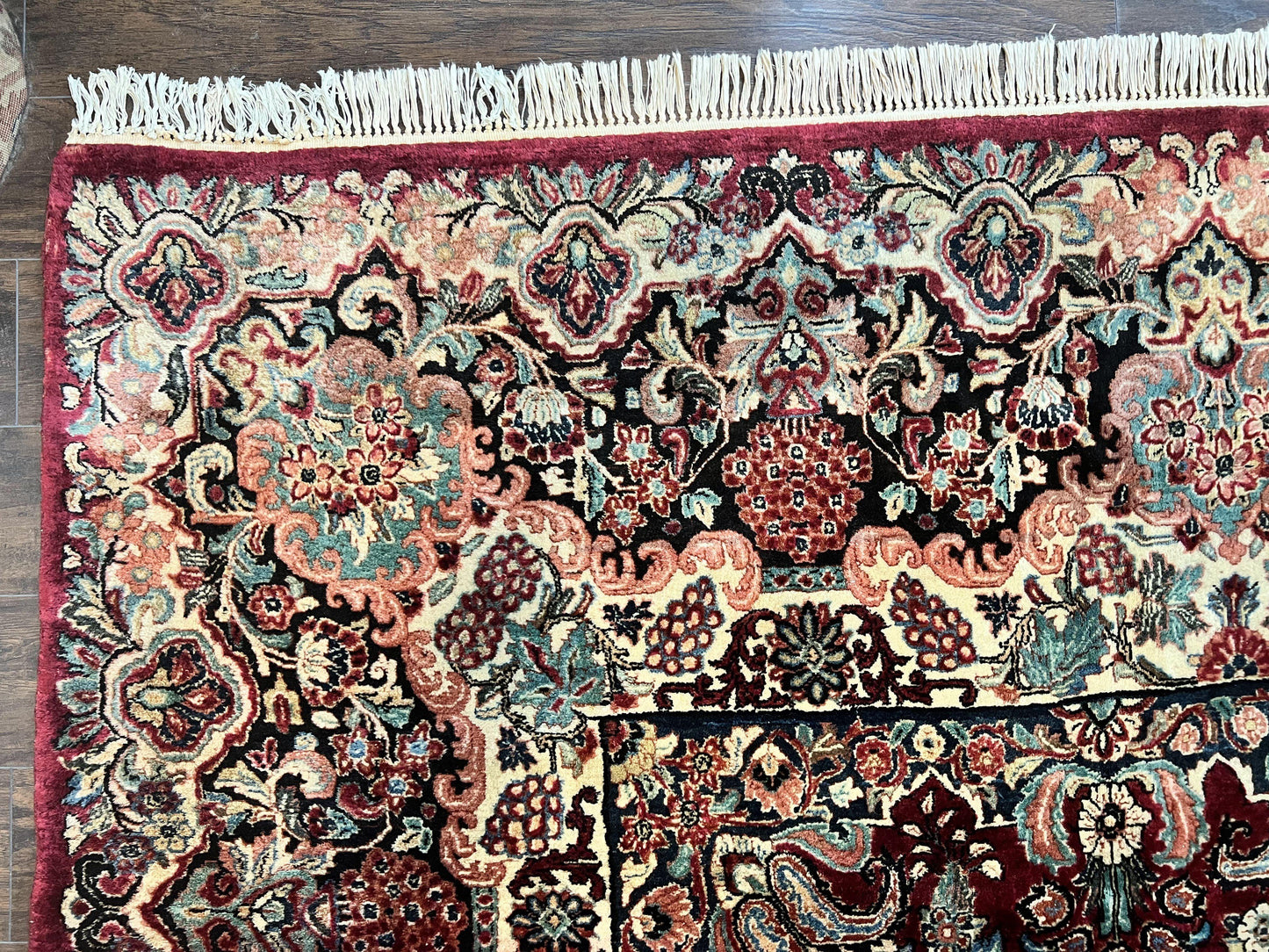 USED Persian Sarouk Rug 12x17, Wool Hand Knotted Antique Carpet, Dark Red, Traditional Floral Oriental Rug, 12 x 17 Extra Large Handmade Rug