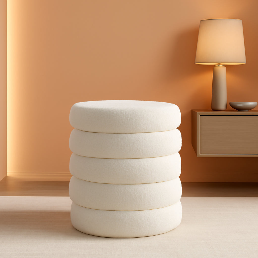 NEW Round Ottoman With Hidden Storage And Cushioned Top