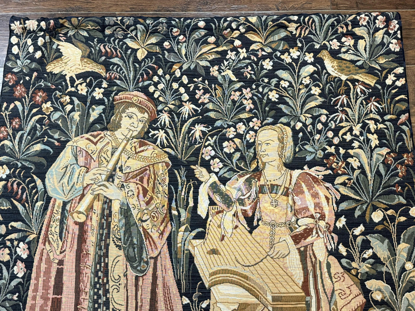 USED Vintage Belgium Tapestry 4x5, The Concet Musicians, Green