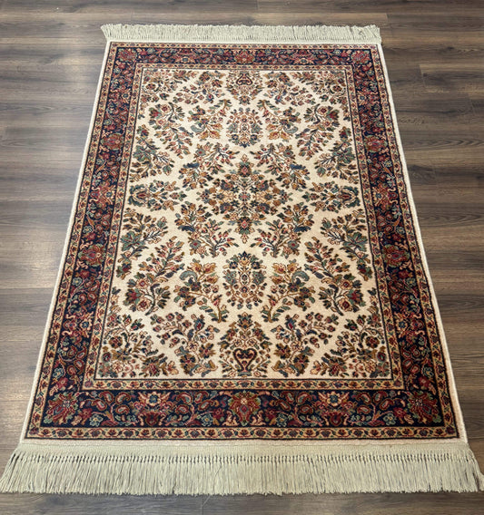 USED 4x6 Karastan Rug Ivory Sarouk #760, Wool Vintage Original 700 Series