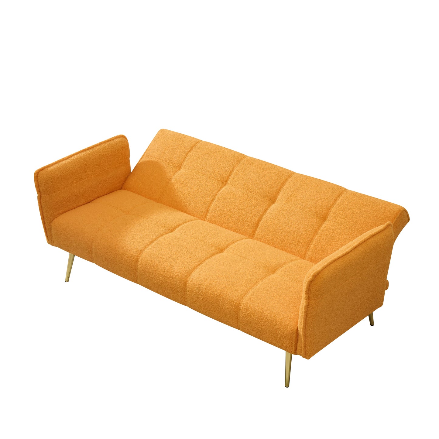 NEW 70-inch Modern Teddy Fleece Convertible Futon Sofa Bed with Adjustable Arms and Backrest