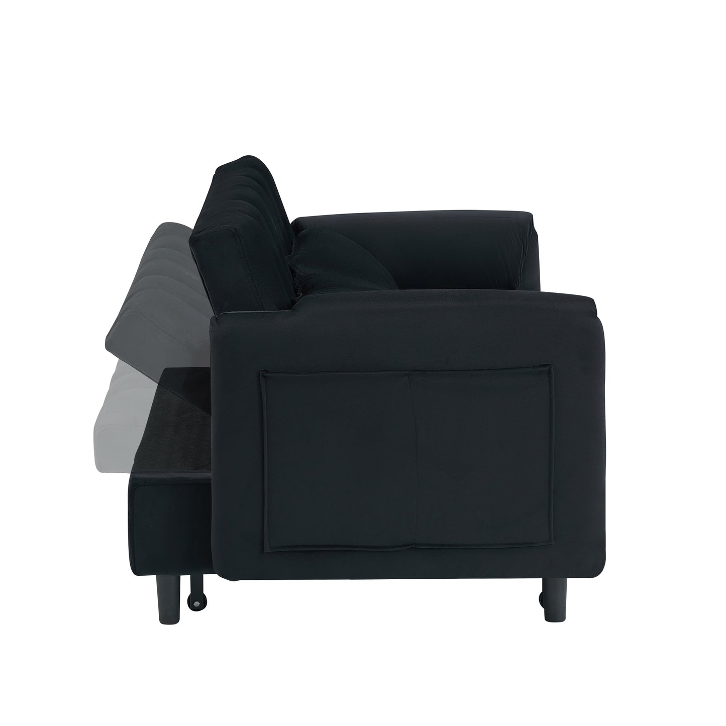 NEW 52' Black modern velvet pull-out bed, small love seat
