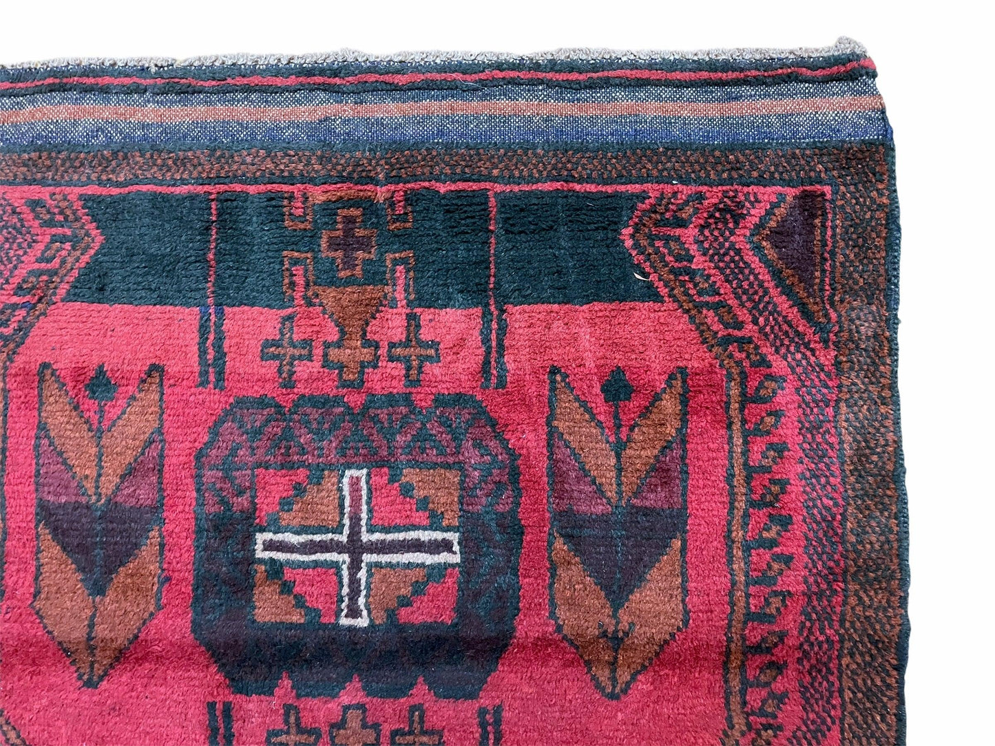 USED 2' 10" X 4'6" Vintage Handmade Tribal Wool Rug Balouchi Rug Afghan Rug Red Black