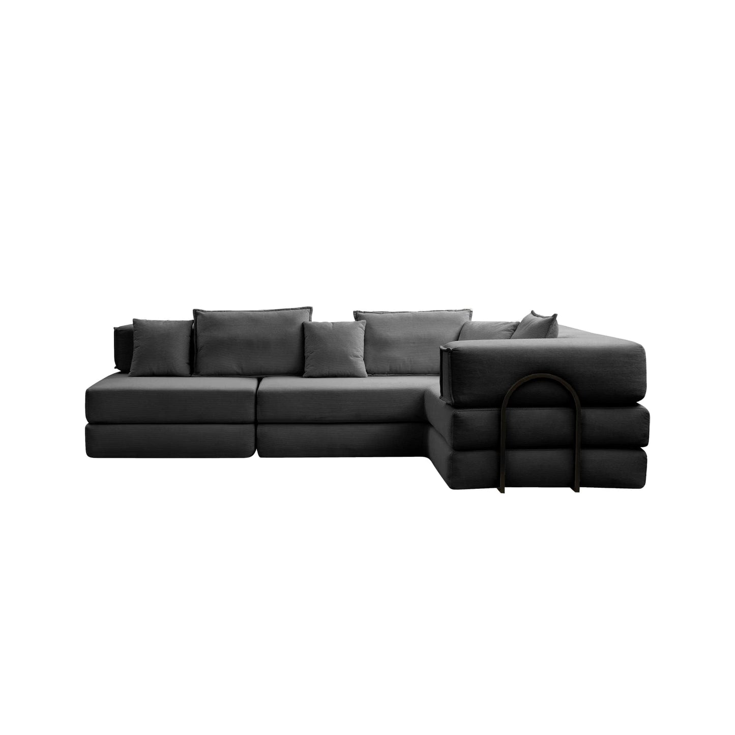 NEW Oversized Black Upholstered Sectional Sofa Set Modular 118.2' L Shaped Living Room Sofa Set with 6 Pillows