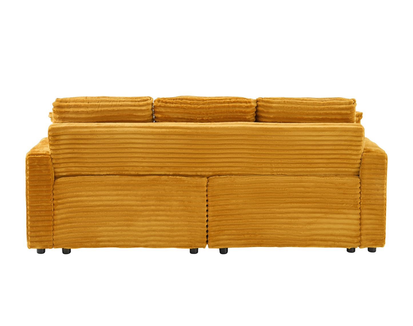 NEW Orange Corduroy Fabric 80 inch Two-in-One Pull-Out Sofa Foldable and Hidden Reclining Function