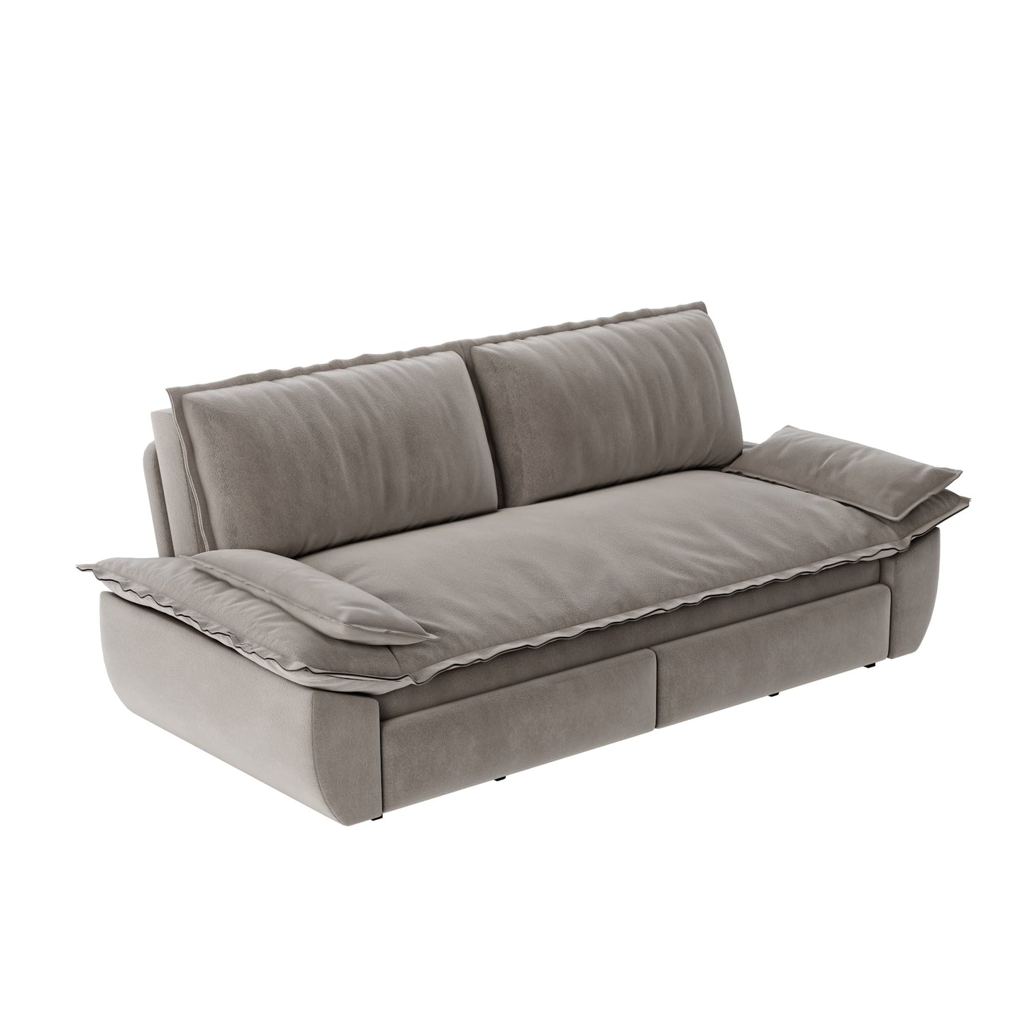 NEW Grey 73.2' Queen Pull Out Sofa Bed 3-in-1 Convertible Sleeper Sofa Multi-Functional Velvet Loveseat Bed