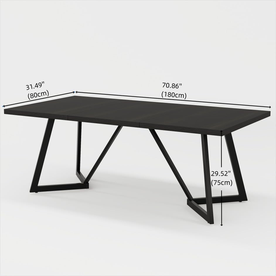 NEW 70.86 Inch Black Dining Table For 4 To 6 Family Room