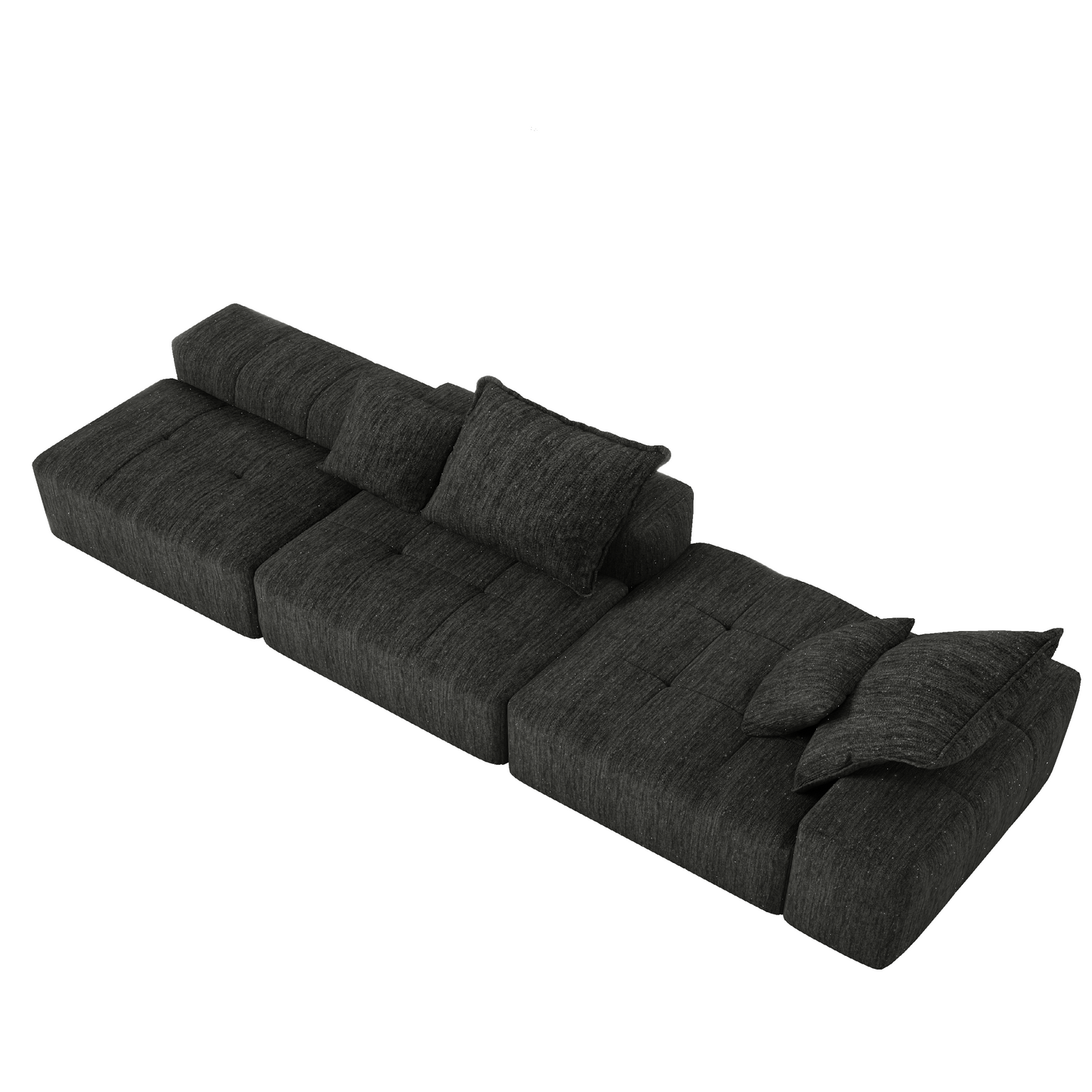 NEW Modern Oversized Modular Sectional Sofa with Ottoman, Seat, Chaise lounge and Armrest, Sparkling Chenille Fabric Soft Cushion Sofa with 4 Pillows,4 PCS DIY Combination Tufted Sofa,No Assembly Required