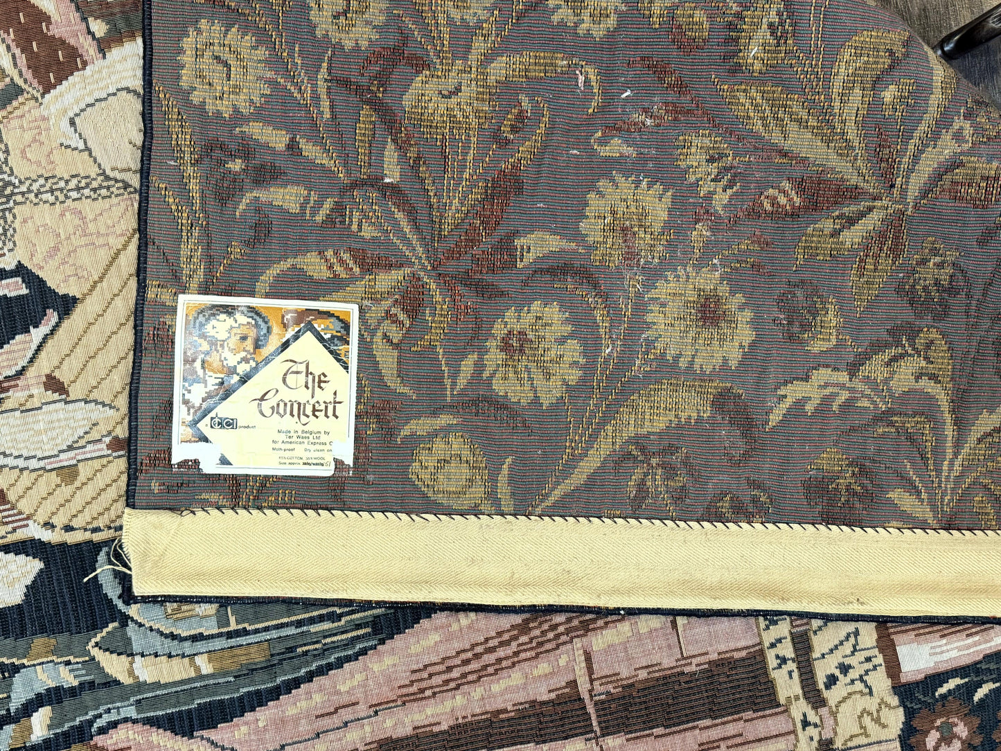 USED Vintage Belgium Tapestry 4x5, The Concet Musicians, Green