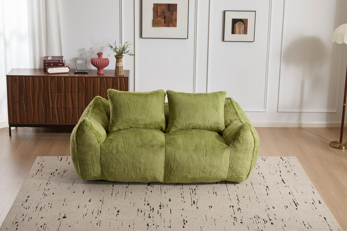 NEW Adult Green Giant Bean Bag Sofa Couch for Adults, Ultra Soft Fluffy Loveseat Bean Bag Sofa Oversized Lounge Cozy Reading Chair with Pillows