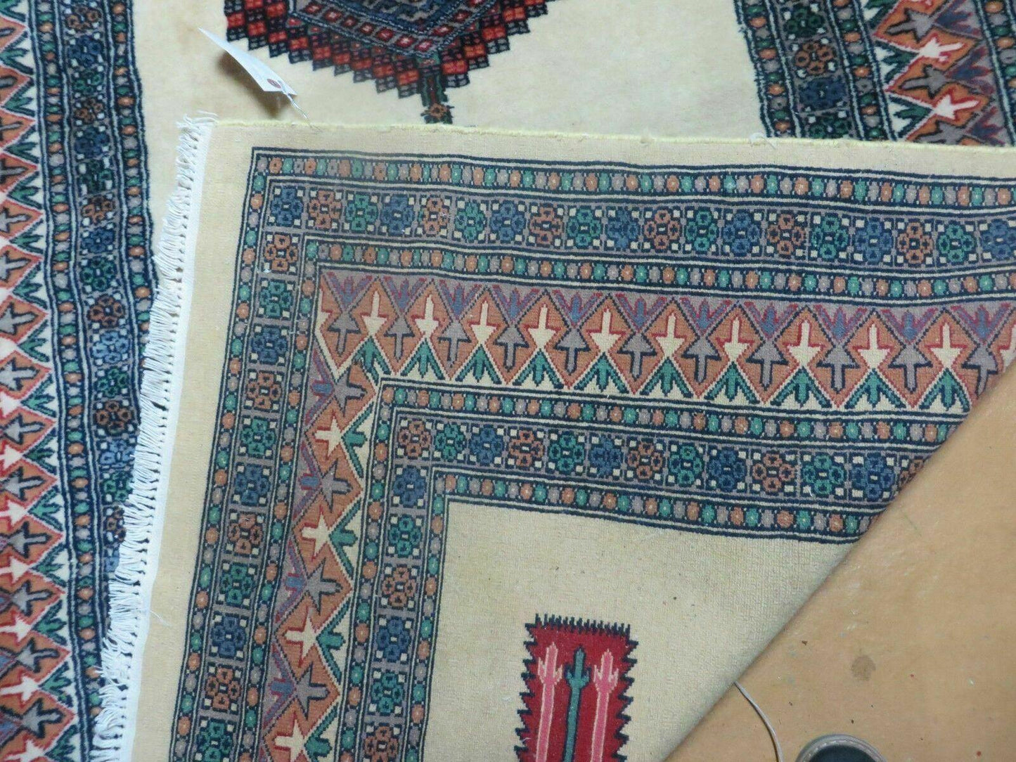 USED 4' X 6' Vintage Handmade Bokhara Turkoman Pakistan Wool Rug Carpet Nice