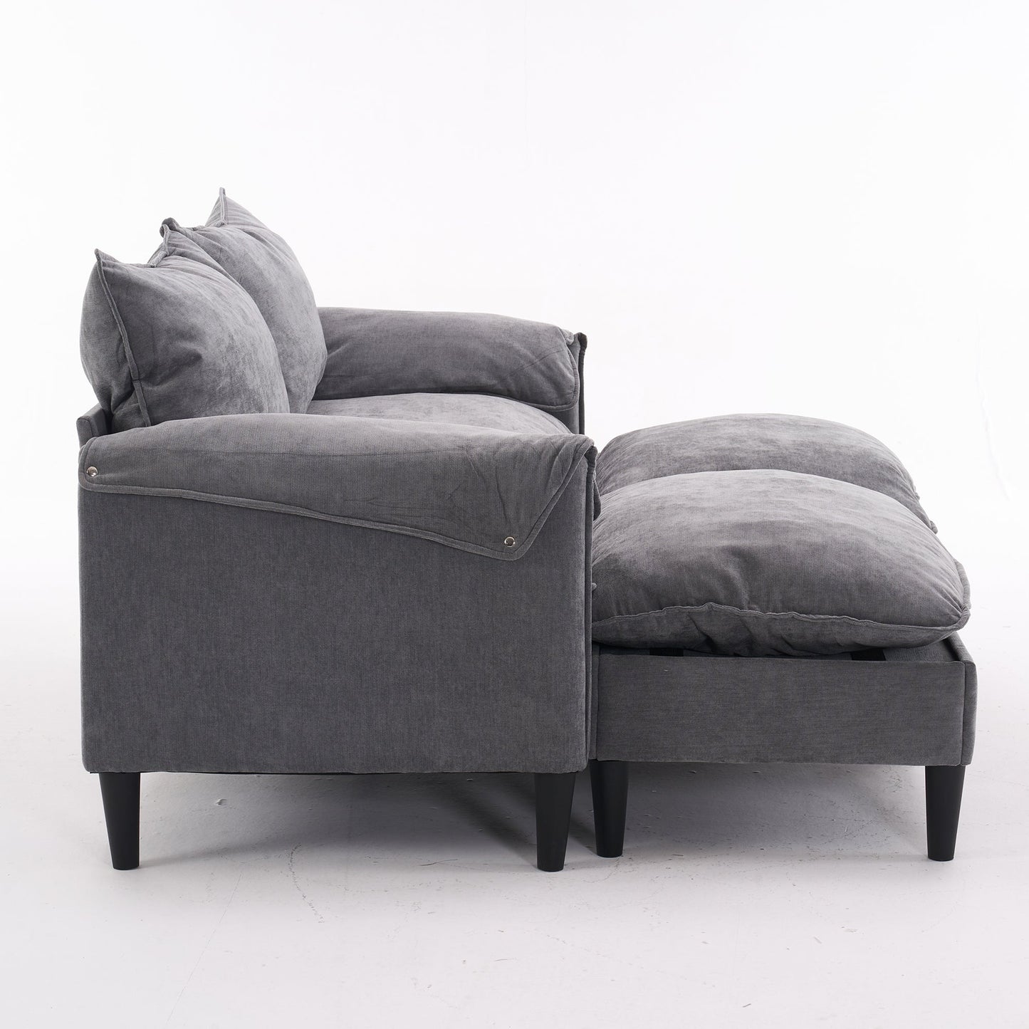 NEW Convertible Combination Gray U-Shaped Sofa with Footstools Storage