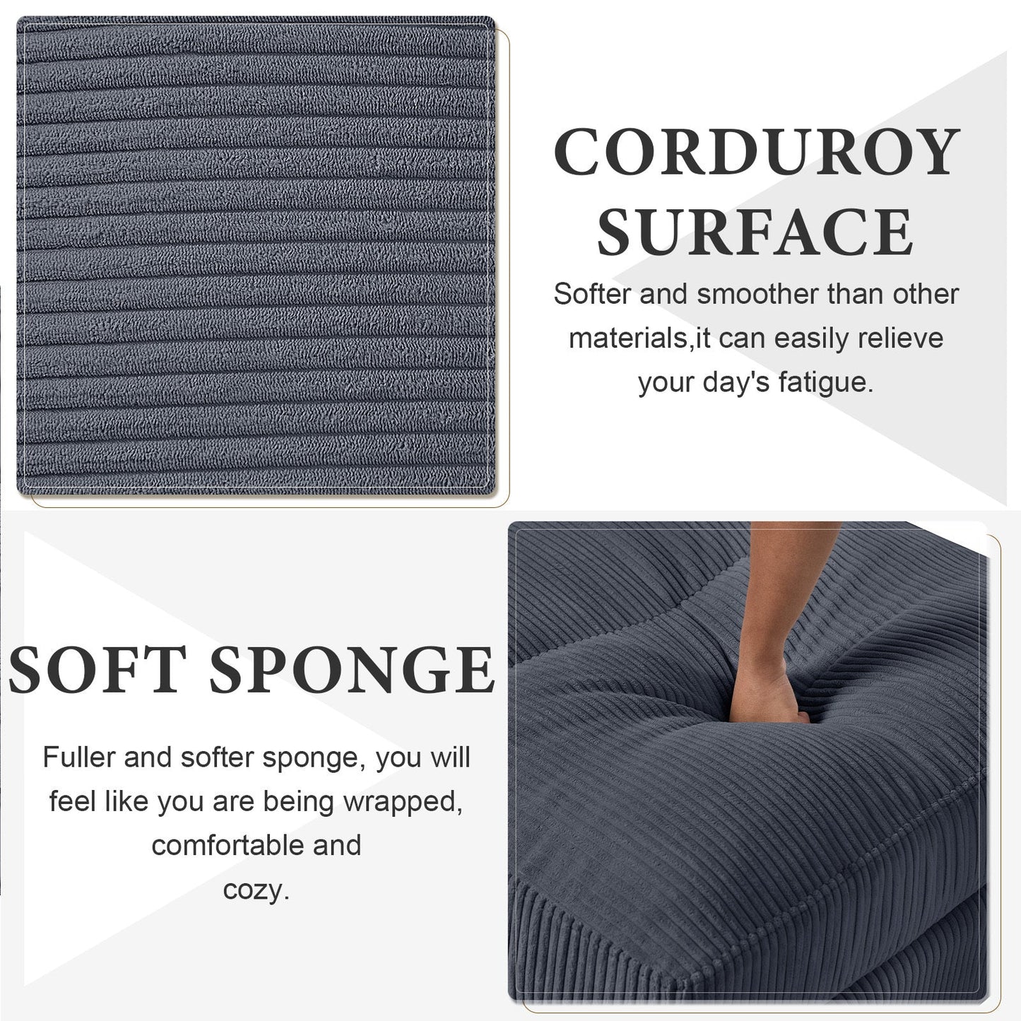 NEW Modern Gray Corduroy Oversized Modular U-Shaped Convertible Sectional Sofa Set with Pillow and Footstool