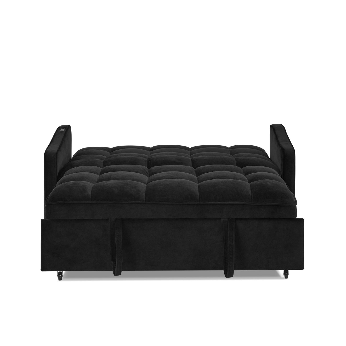 NEW Loveseats Sofa Bed with Pull-out Bed,Adjsutable Back and Two Arm Pocket,TypeC and USB Charging with Copper nail,Black (47'x53'x31')