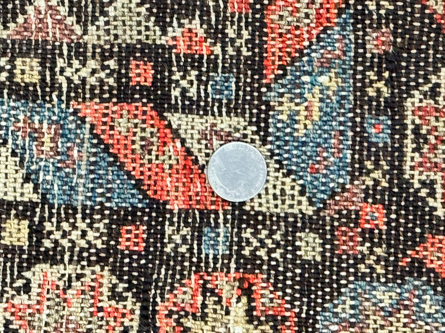 USED Antique Persian Rug 4x7, Sarab Tribal Wool Carpet, Brown and Multicolor, Handmade Wide Runner Rug 4 x 7, Open Field, Rainbow Border