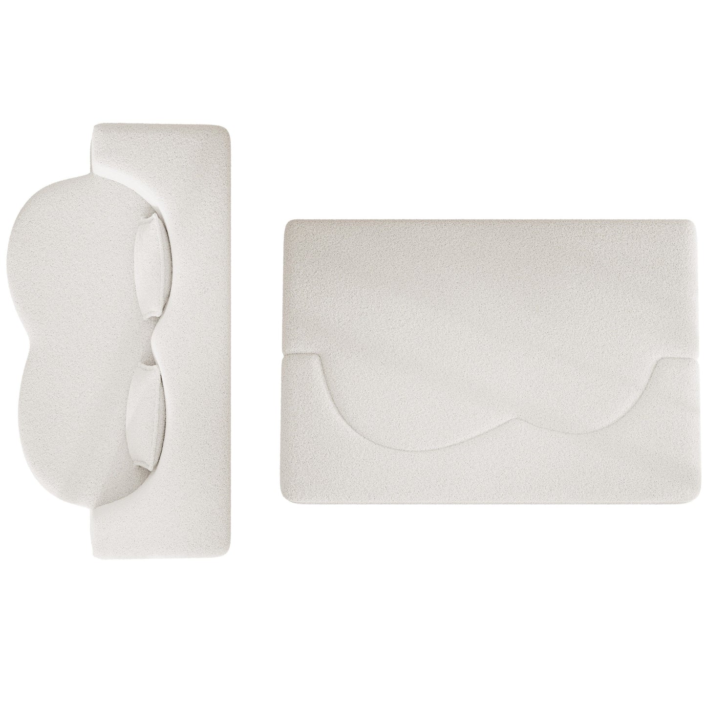 NEW Modern Floor Sofa with 2 Pillows,Convertible Teddy Fabric Foam Filled Sleeper Sofa Bed,15 ' Full Size Folding Mattress for Living Room,Guest Bed,Playroom,no assembly required,Beige