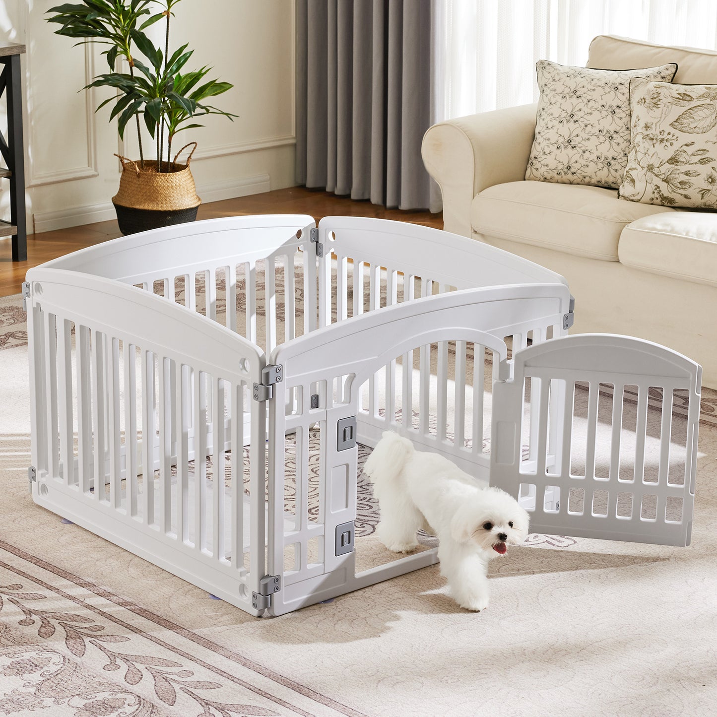 NEW SMUG Indoor Outdoor Pet Dog Game Lockable Door Playpen Cage Fence
