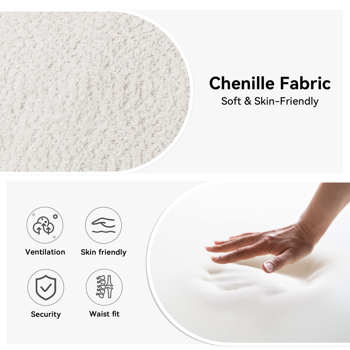 NEW Fixed Modern Ivory White Plush Chenille Lounge Accent Single Seater Armchair Chair with High-Resilience Cushion