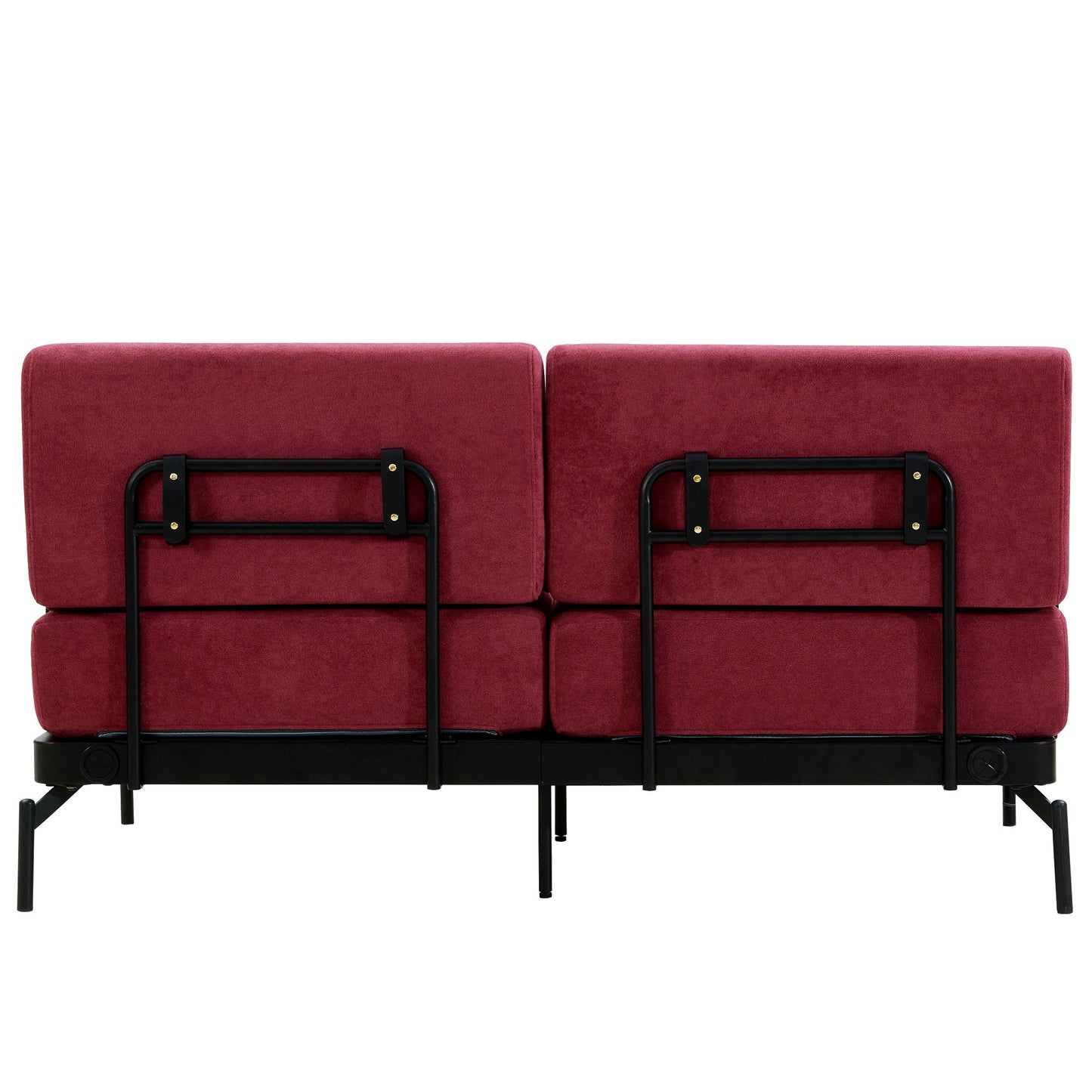 NEW Modern Red Chenille Loveseat 59' Sofa Couch 2-Seater with USB Ports Unique Cylindrical Armrests