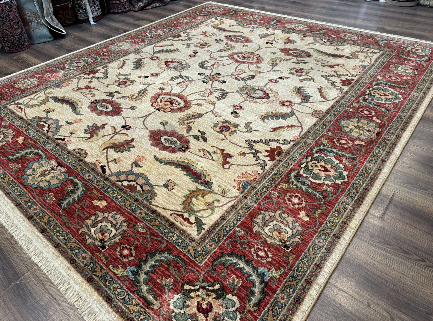 USED Karastan Rug 8.8 x 10, Ashara Agra Ivory #549, Wool, Vintage