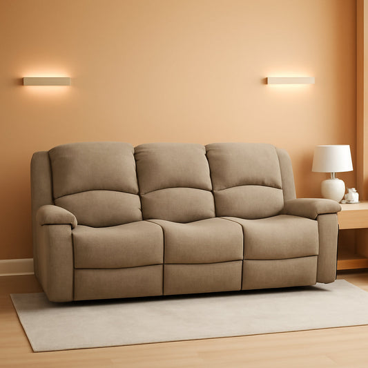 NEW Charles 80In Triple Recliner RV Sofa Oatmeal Zero Wall