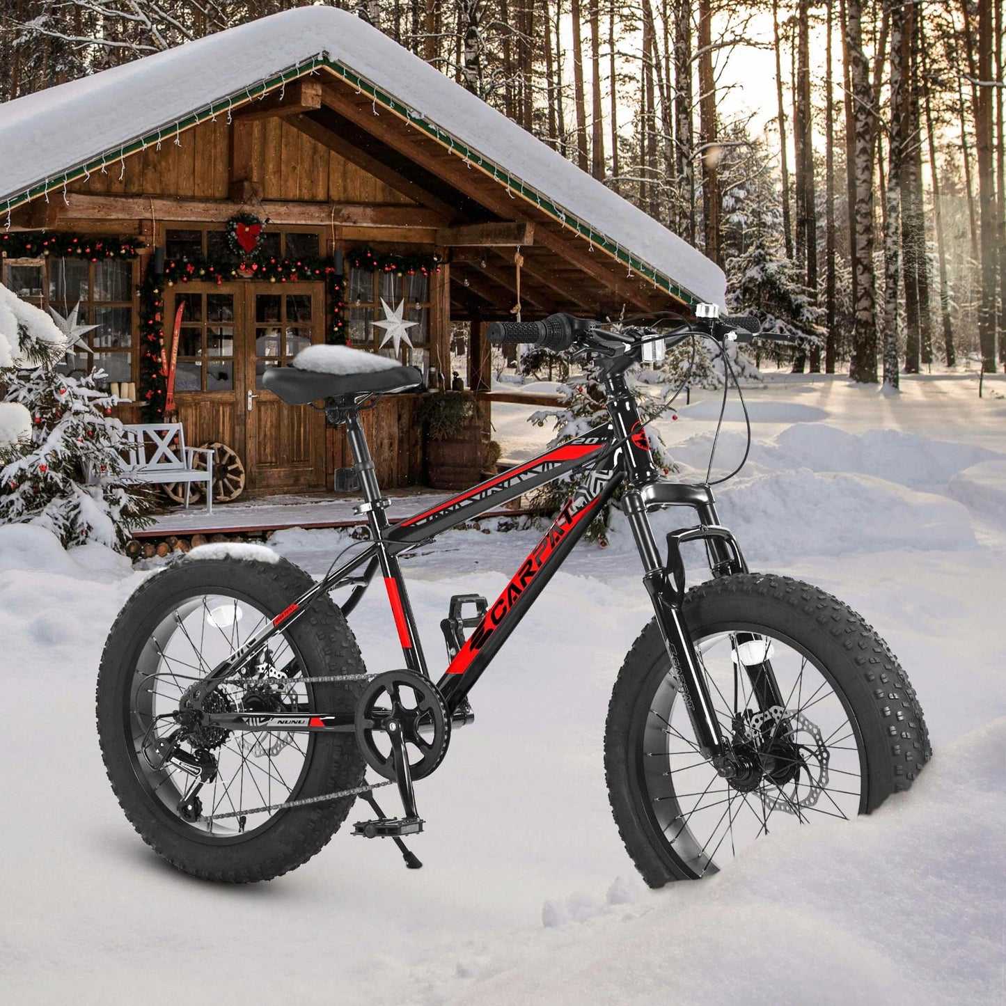NEW S20109 20 Inch Mountain Bike for Kids and Teenagers, High Carbon Steel Frame, Disc Brakes, Durable Wide Tires, Front Suspension, 7-Speed, Ideal for Snow and Off-Road Riding
