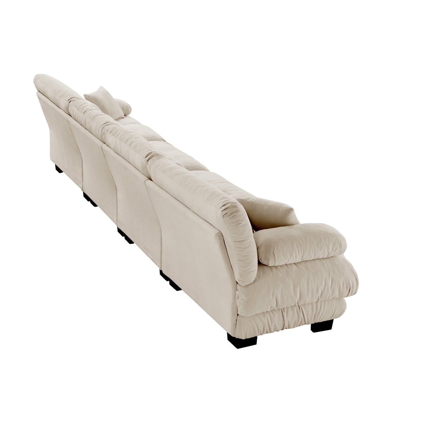 NEW Light Coffee Chenille Comfy Upholstered 4-Seater Sectional Sofa Modular Deep Seat Sofa Couch