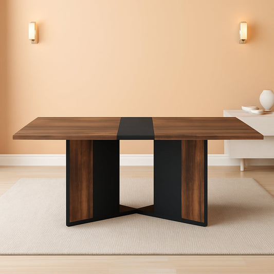 NEW 71In Large Rectangular Dining Table With Brown Tabletop