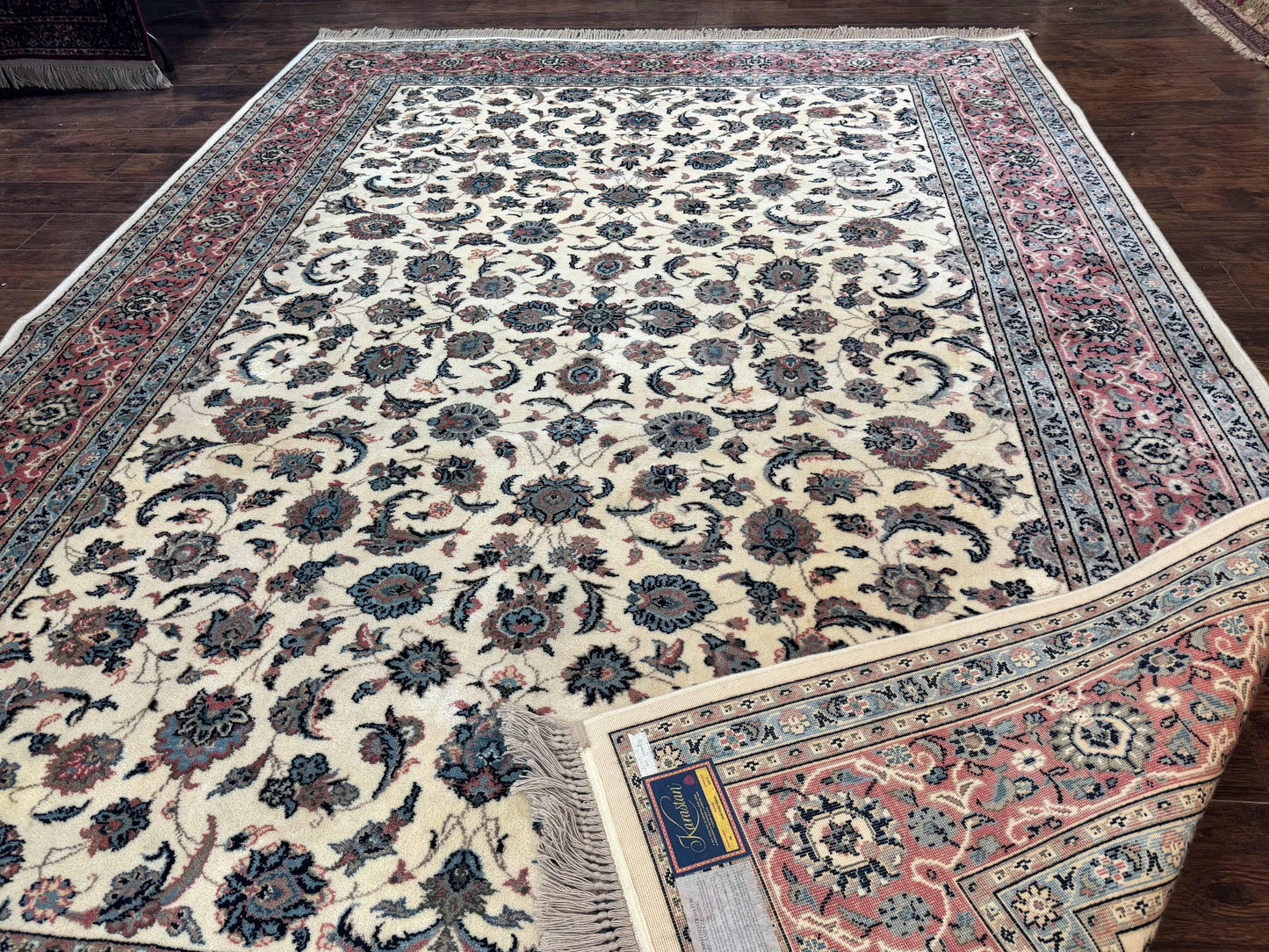 USED Karastan Rug 8.8 x 12, Ivory Rose Kashan #768, Wool Pile Karastan Carpet, Original 700 Series, Rare, Discontinued, Vintage