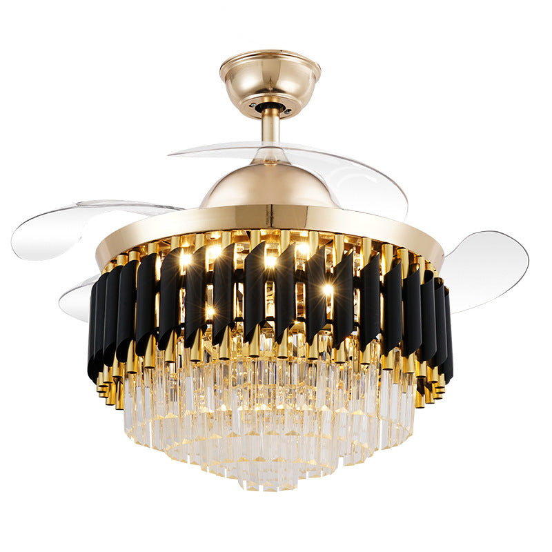 NEW LED Frequency Conversion Fan Light Fixture Crystal Chandelier