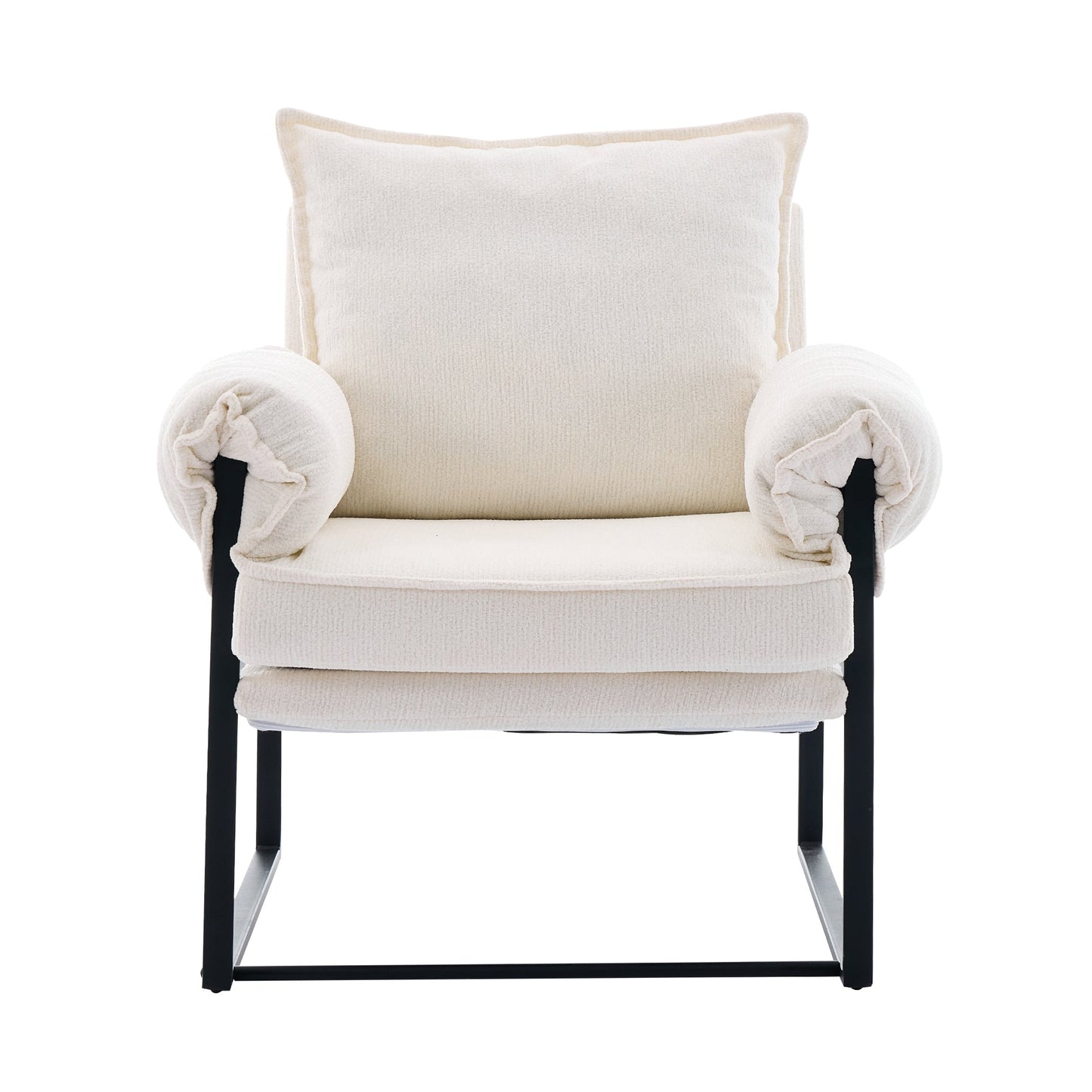 NEW Golden Leg Adjustable Frame Sofa in Creamy White Chenille, 31.5L x 28.5W x 34.7H inches