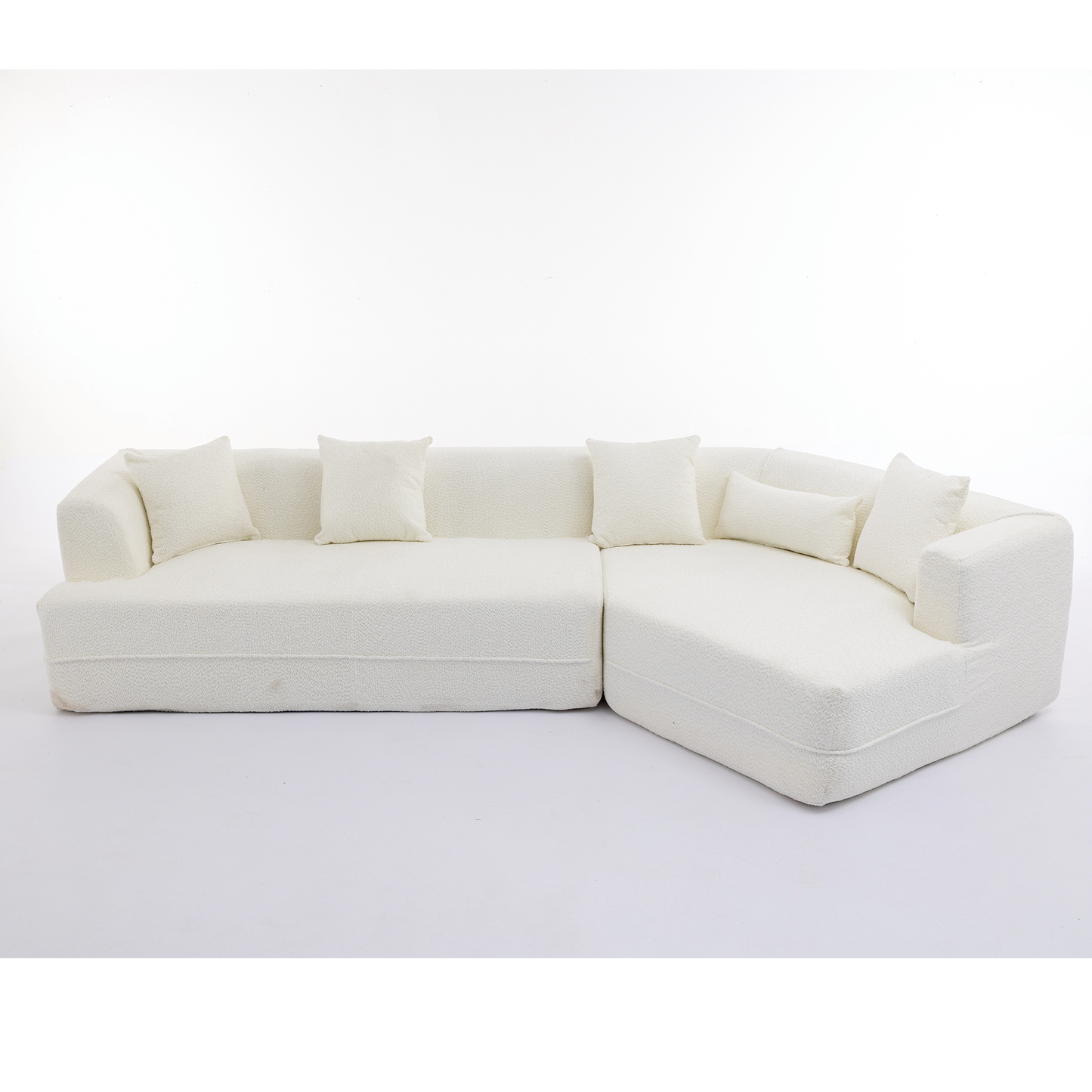 NEW Modern Creamy White Round Fiber Fabric Upholstered Modular Sofa Couch